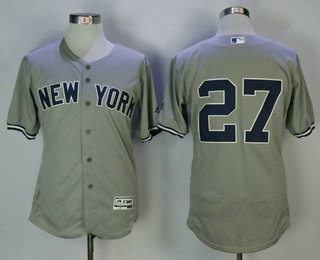 Men's New York Yankees #27 Giancarlo Stanton Gray Road No Name Stitched MLB Flex Base Jersey