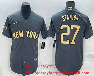 Men's New York Yankees #27 Giancarlo Stanton Grey 2022 All Star Stitched Cool Base Nike Jersey