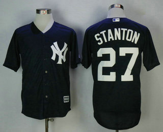 Men's New York Yankees #27 Giancarlo Stanton Navy Blue Stitched MLB Cool Base Jersey