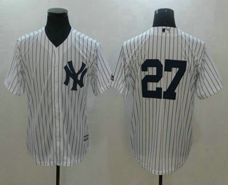 Men's New York Yankees #27 Giancarlo Stanton No Name White Home Stitched MLB Cool Base Jersey