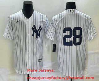 Men's New York Yankees #28 Josh Donaldson No Name White Cool Base Stitched Baseball Jersey