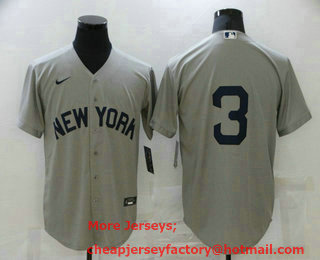 Men's New York Yankees #3 Babe Ruth 2021 Grey Field of Dreams Cool Base Stitched Baseball Jersey