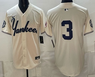 Men's New York Yankees #3 Babe Ruth Cream Limited Stitched Jersey