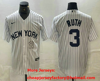 Men's New York Yankees #3 Babe Ruth White 2024 Cool Base Stitched Jersey 12