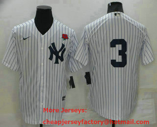 Men's New York Yankees #3 Babe Ruth White No Name Stitched Rose Nike Cool Base Throwback Jersey