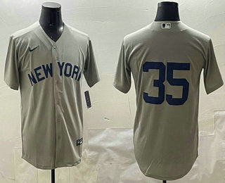 Men's New York Yankees #35 Cody Bellinger Grey Without Name Cool Base Stitched Jersey