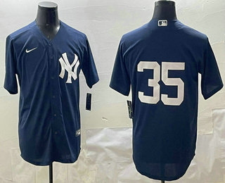 Men's New York Yankees #35 Cody Bellinger Navy Without Name Cool Base Stitched Jersey