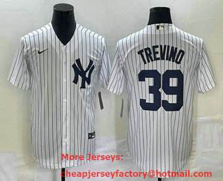 Men's New York Yankees #39 Jose Trevino White Cool Base Stitched Baseball Jersey