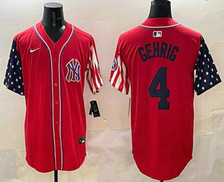 Men's New York Yankees #4 Lou Gehrig Red USA Limited Fashion Stitched Jersey