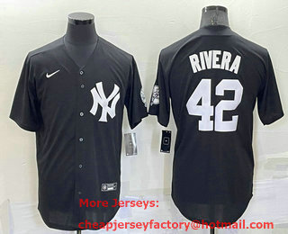 Men's New York Yankees #42 Mariano Rivera Black Stitched Nike Cool Base Throwback Jersey