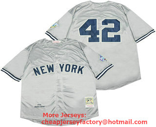 Men's New York Yankees #42 Mariano Rivera Grey 1998 Throwback Stitched MLB Mitchell & Ness Jersey