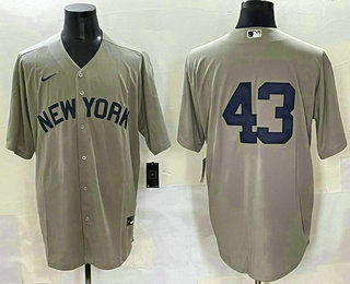 Men's New York Yankees #43 Jonathan Loaisiga Grey Cool Base Stitched Jersey