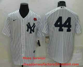 Men's New York Yankees #44 Reggie Jackson White No Name Stitched Rose Nike Cool Base Throwback Jersey