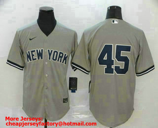 Men's New York Yankees #45 Gerrit Cole Gray No Name Stitched MLB Cool Base Nike Jersey