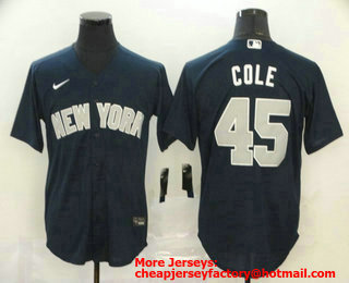 Men's New York Yankees #45 Gerrit Cole Navy Blue Stitched MLB Cool Base Nike Jersey