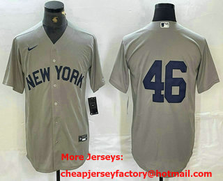 Men's New York Yankees #46 Andy Pettitte 2021 Grey Field of Dreams Cool Base Stitched Baseball Jersey