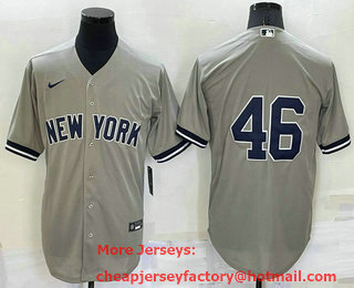 Men's New York Yankees #46 Andy Pettitte Grey No Name Stitched MLB Cool Base Nike Jersey