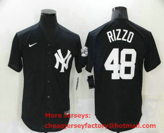 Men's New York Yankees #48 Anthony Rizzo Black Stitched MLB Nike Cool Base Throwback Jersey