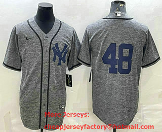 Men's New York Yankees #48 Anthony Rizzo Grey Gridiron Cool Base Stitched Baseball Jersey