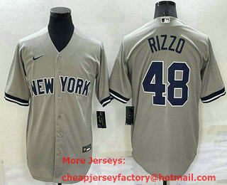 Men's New York Yankees #48 Anthony Rizzo Grey Stitched MLB Nike Cool Base Throwback Jersey