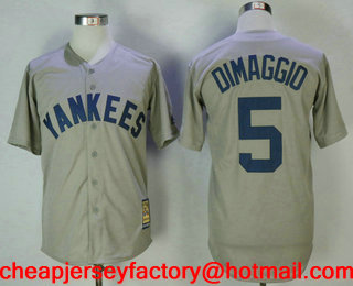 Men's New York Yankees #5 Joe DiMaggio Gray Road Throwback Cooperstown Collection Stitched MLB Mitchell & Ness Jersey