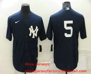 Men's New York Yankees #5 Joe DiMaggio No Name Black Stitched Nike Cool Base Throwback Jersey