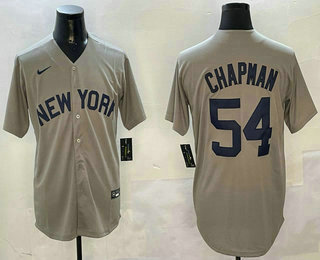 Men's New York Yankees #54 Aroldis Chapman Grey Field of Dreams Cool Base Jersey