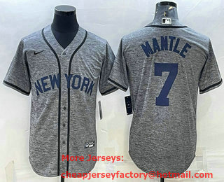 Men's New York Yankees #7 Mickey Mantle Grey Gridiron Cool Base Stitched Jersey 1