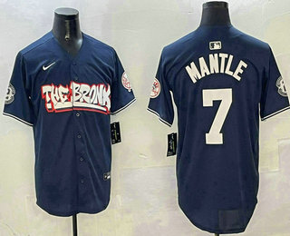 Men's New York Yankees #7 Mickey Mantle Navy Fashion Cool Base Jersey