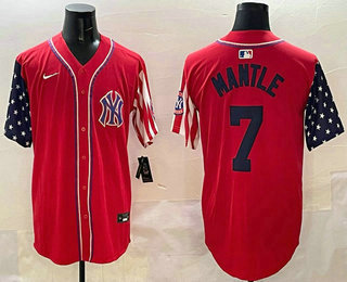 Men's New York Yankees #7 Mickey Mantle Red USA Limited Fashion Stitched Jersey