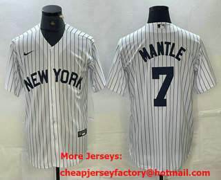 Men's New York Yankees #7 Mickey Mantle White 2024 Cool Base Stitched Jersey 11