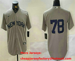 Men's New York Yankees #78 Kellin Deglan Grey Field of Dreams Cool Base Jersey