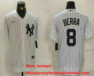 Men's New York Yankees #8 Yogi Berra White Stitched Nike Cool Base Throwback Jersey