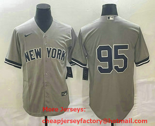 Men's New York Yankees #95 Oswaldo Cabrera Grey Cool Base Stitched Jersey