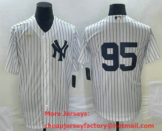 Men's New York Yankees #95 Oswaldo Cabrera White No Name Throwback Stitched MLB Cool Base Nike Jersey