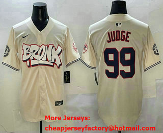 Men's New York Yankees #99 Aaron Judge Cream Fashion Cool Base Jersey