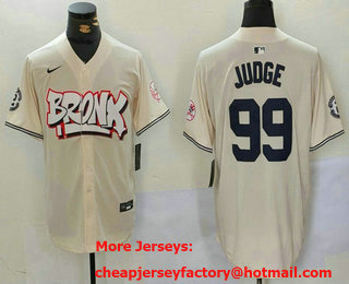 Men's New York Yankees #99 Aaron Judge Cream Limited Stitched Baseball Jersey