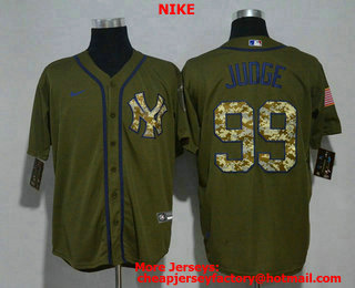 Men's New York Yankees #99 Aaron Judge Green Salute To Service Stitched MLB Cool Base Nike Jersey