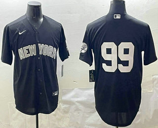 Men's New York Yankees #99 Aaron Judge Navy Alternate Without Name Cool Base Jersey