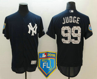 Men's New York Yankees #99 Aaron Judge Navy Blue 2018 Spring Training Stitched MLB Flex Base Jersey