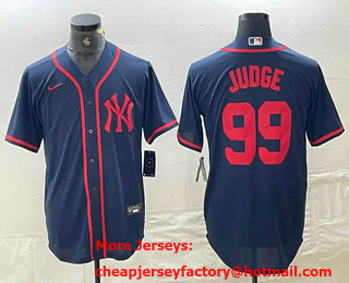 Men's New York Yankees #99 Aaron Judge Navy Red Fashion Cool Base Jersey