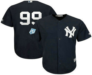 Men's New York Yankees #99 Aaron Judge No Name Navy Blue 2019 Spring Training Cool Base Jersey