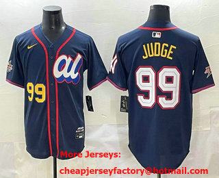 Men's New York Yankees #99 Aaron Judge Number Navy 2025 All Star Limited Stitched Jersey