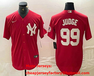 Men's New York Yankees #99 Aaron Judge Red Fashion Cool Base Jersey