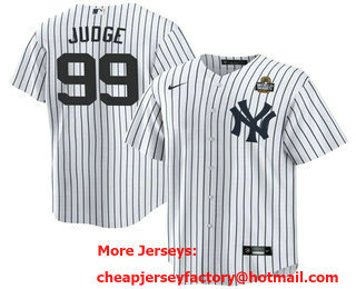 Men's New York Yankees #99 Aaron Judge White 2024 World Series Cool Base Stitched Jersey