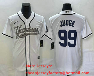Men's New York Yankees #99 Aaron Judge White Cool Base Stitched Baseball Jersey