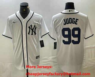 Men's New York Yankees #99 Aaron Judge White Fashion Cool Base Jersey