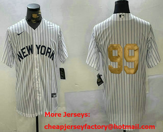 Men's New York Yankees #99 Aaron Judge White Pinstripe Without Name Fashion Cool Base Jersey