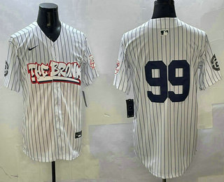Men's New York Yankees #99 Aaron Judge White Pinstripe Without Name Fashion Cool Base Jersey