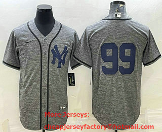 Men's New York Yankees #99 Aaron Judgey No Name Grey Gridiron Cool Base Stitched Jersey
